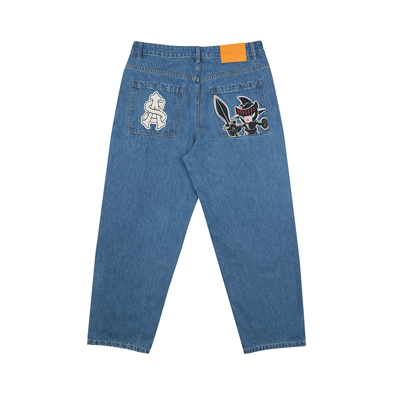 AVENUE&SON False Knight 400g Relaxed Embroidered Jeans