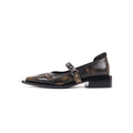 ASTHER Burnished Leather Studded Pointed-Toe Mary Jane