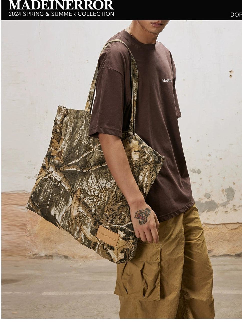 Madeinerror Vintage Camouflage Large Capacity Shoulder Portable Tote Bag