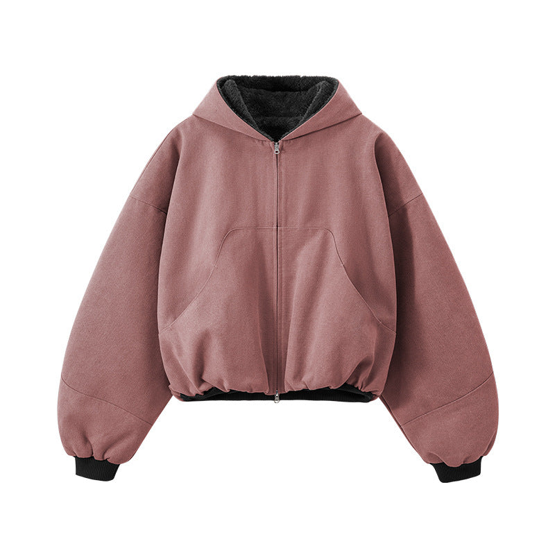 Inflation Short Contrasting Plush Zip Jacket