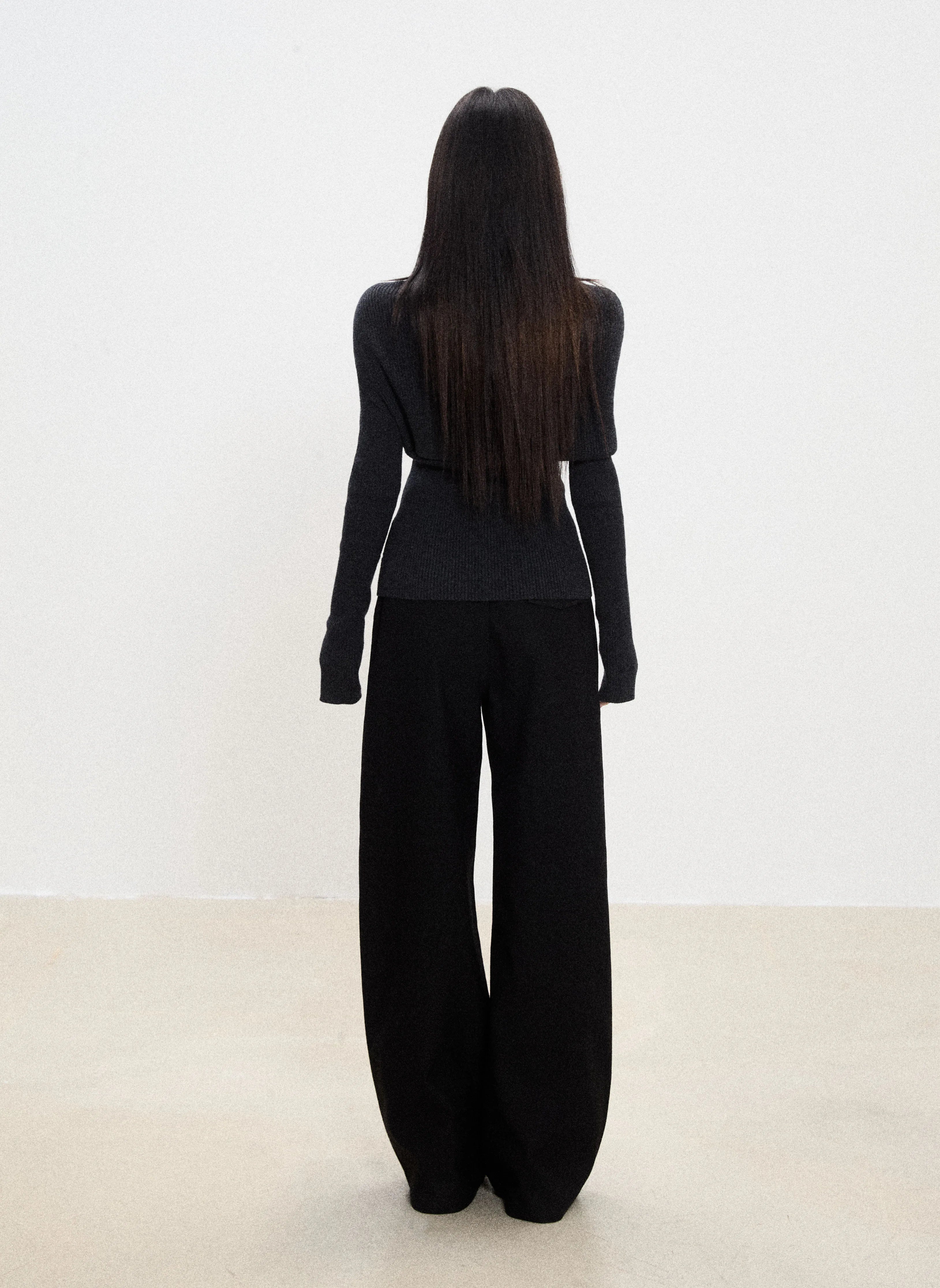 WITHMIN Slim and Thin Bottom Knitted Long Sleeves