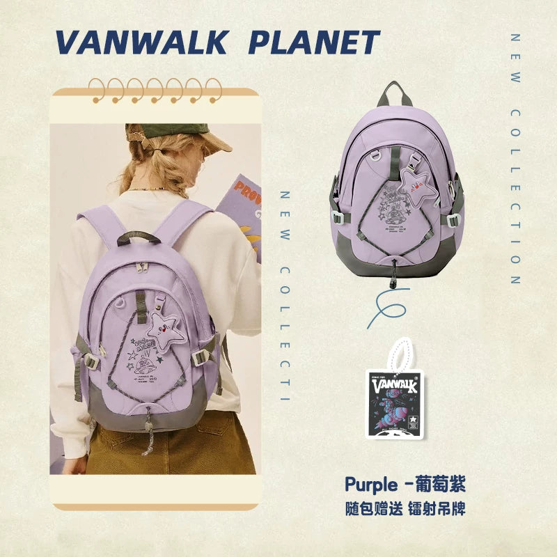 VANWALK Ballet Pink Faux Leather Zip-Top Backpack