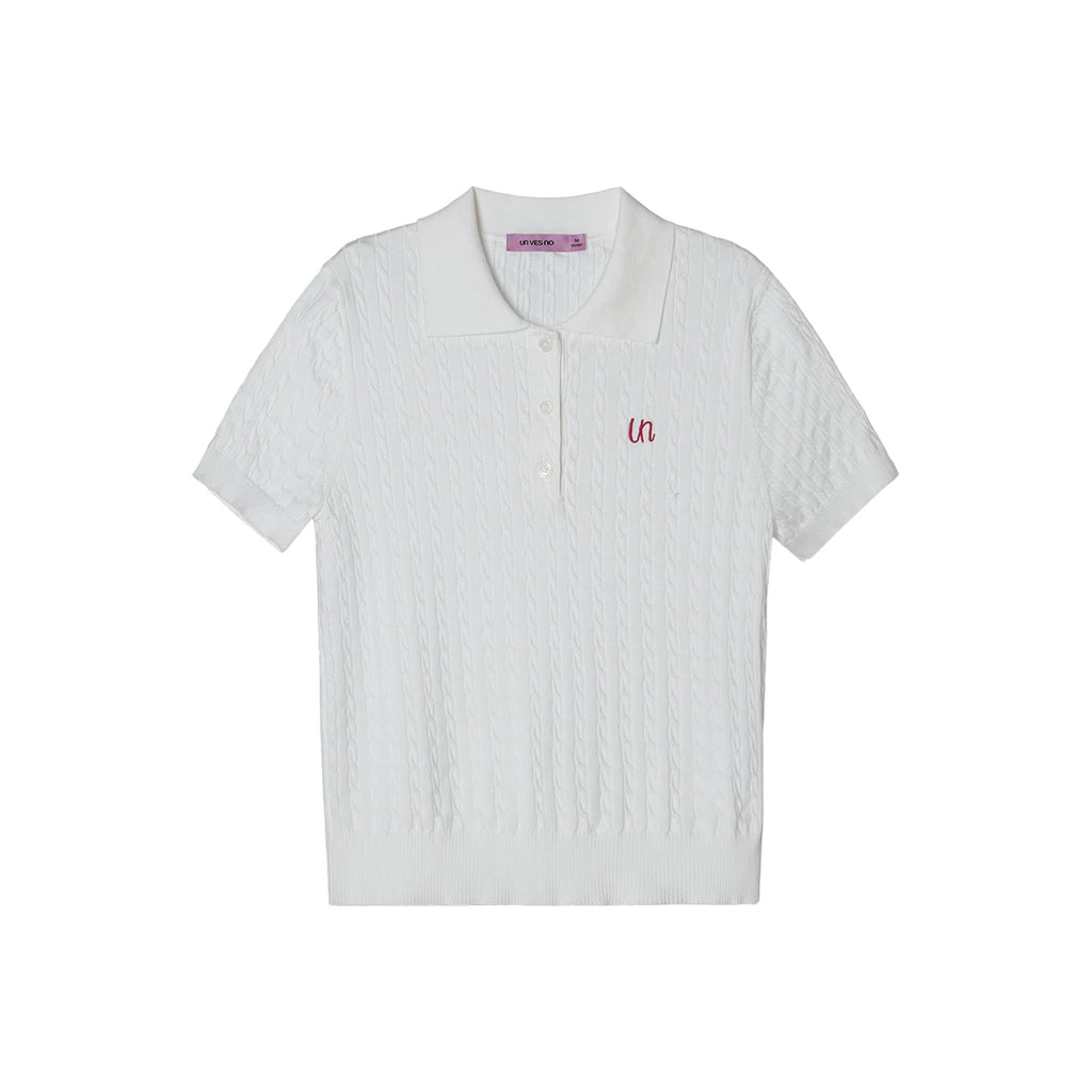 Unvesno 100% Lyocell Embroidered Knit Polo Shirt