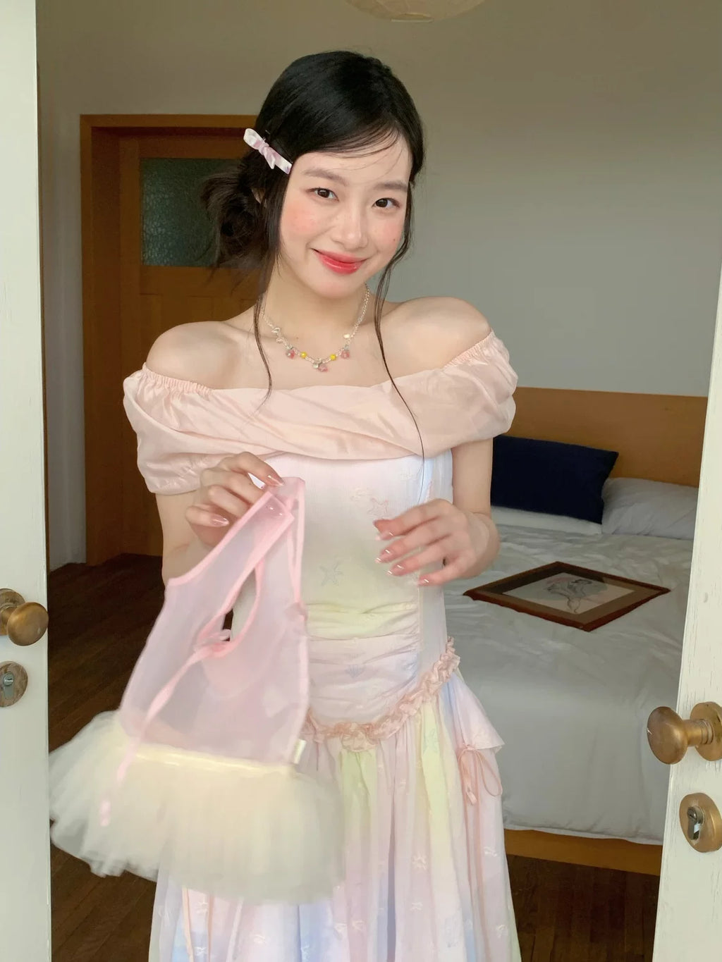 RRFIGHT Dreamy Glow One-Shoulder A-Line Dress