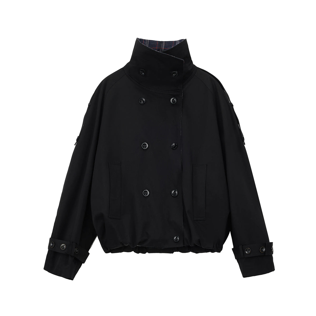 PCLP Modern City Patchwork Plaid Oversized Trench Coat