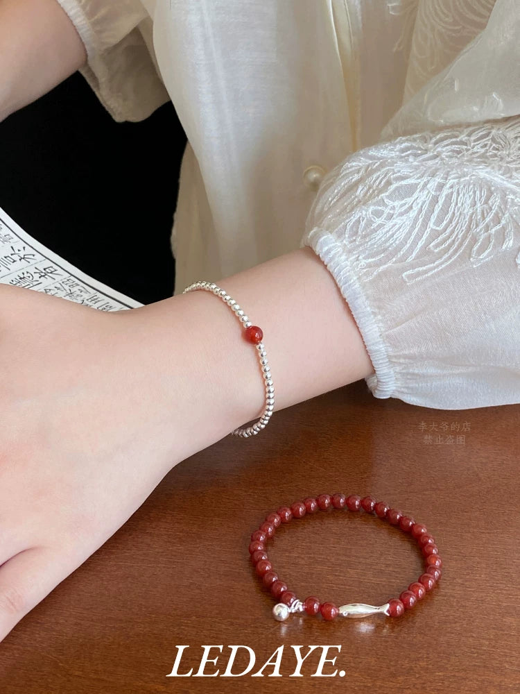 LIDAYE Red Agate Fish Stackable Bracelet