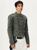 WEAVE Military Green Padded Shoulder Slim Fit Jacket
