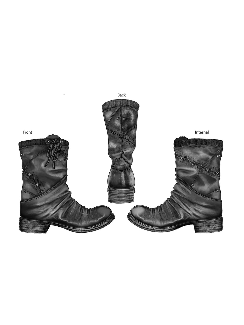 VOWPROGRESS Washed Horsehide Lace-Up Combat Boot