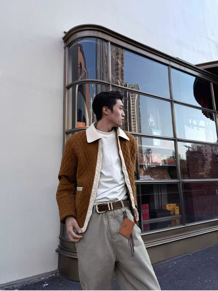 ZOZOFOREST Suede Hand-stitched Leather Jacket