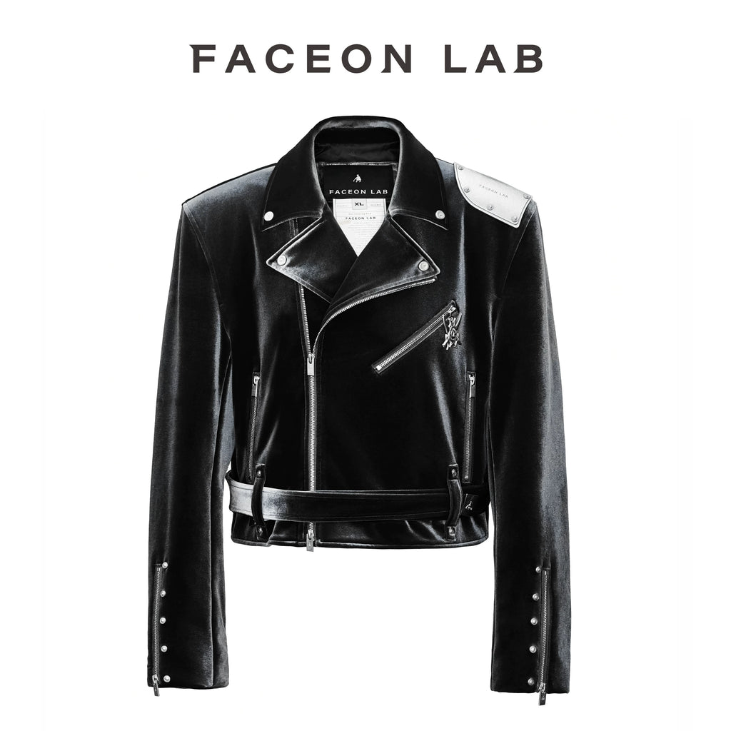 FACEON LAB Smoky Gray Velvet Cropped Jacket