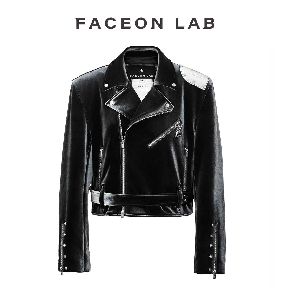 FACEON LAB Smoky Gray Velvet Cropped Jacket