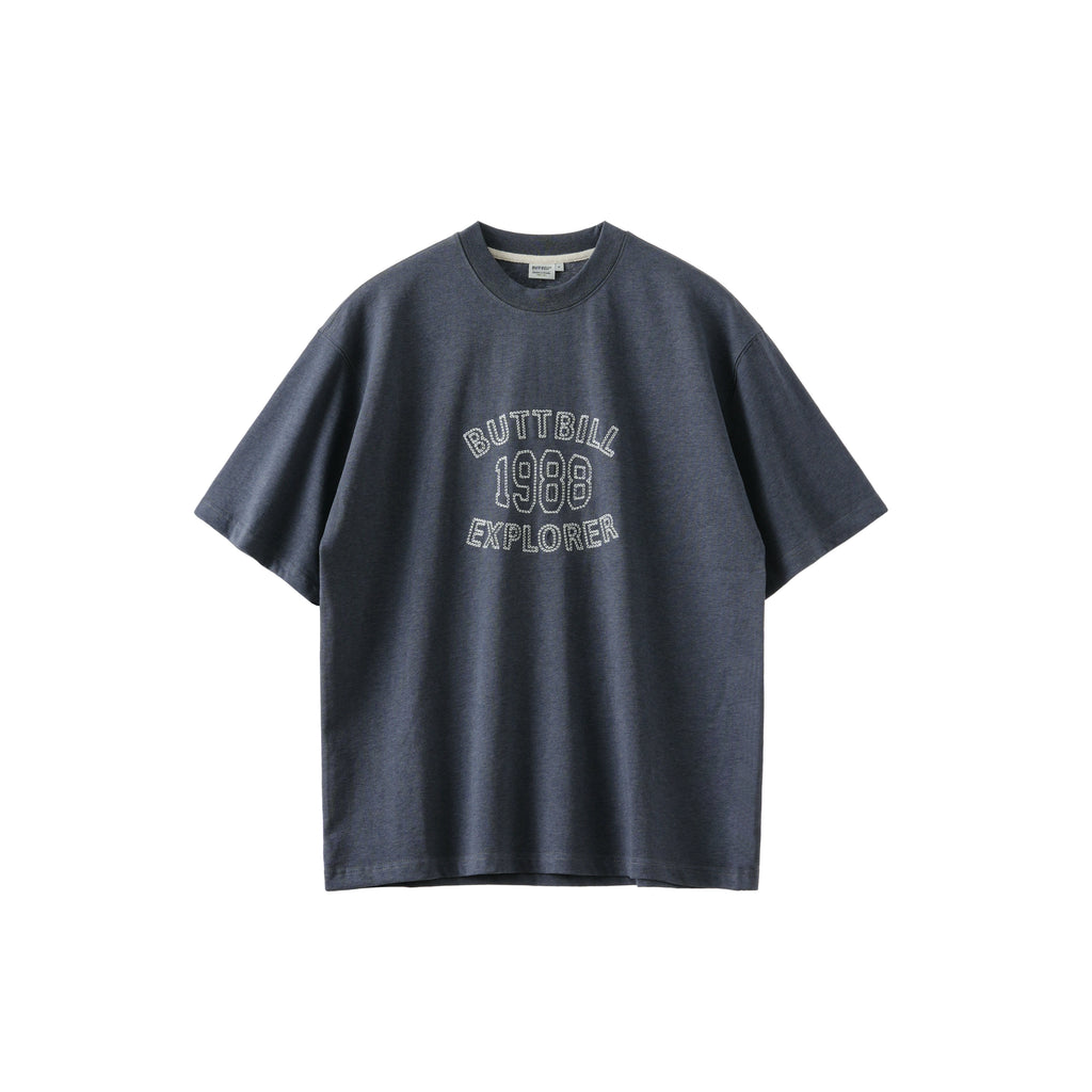 BUTTBILL Vintage 240G Oil Painting Embroidery LOGET Tee