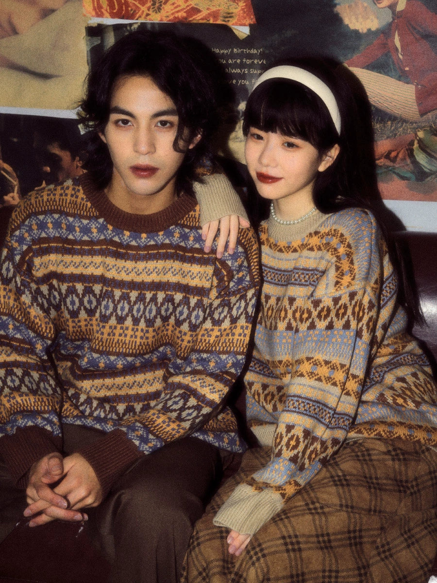 ALOHA Vintage Niche Lazy Striped Knitted Sweater