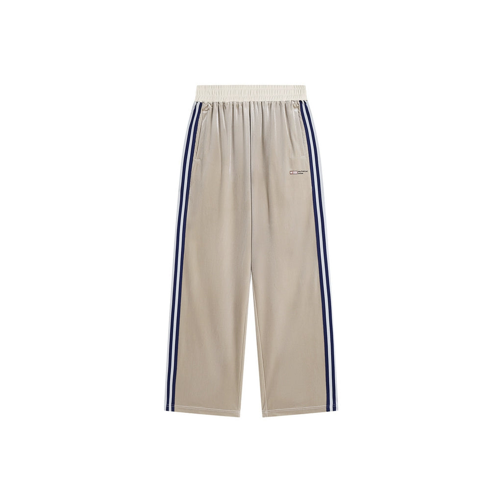 ATRY Contrast Velvet Straight Wide Leg Pants