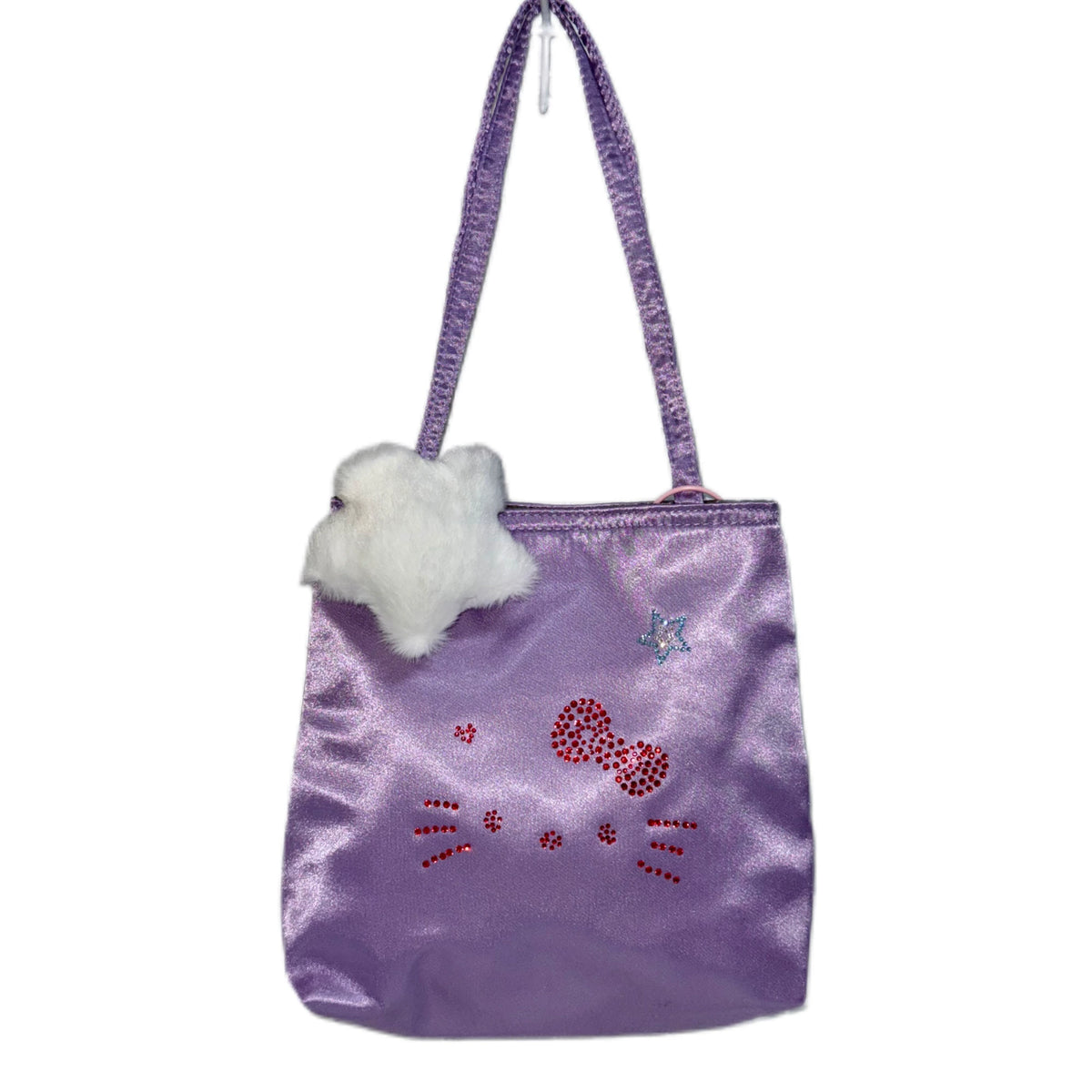 Salty gummy Silk Kitty Rhinestone Magnetic Snap Underarm Bag