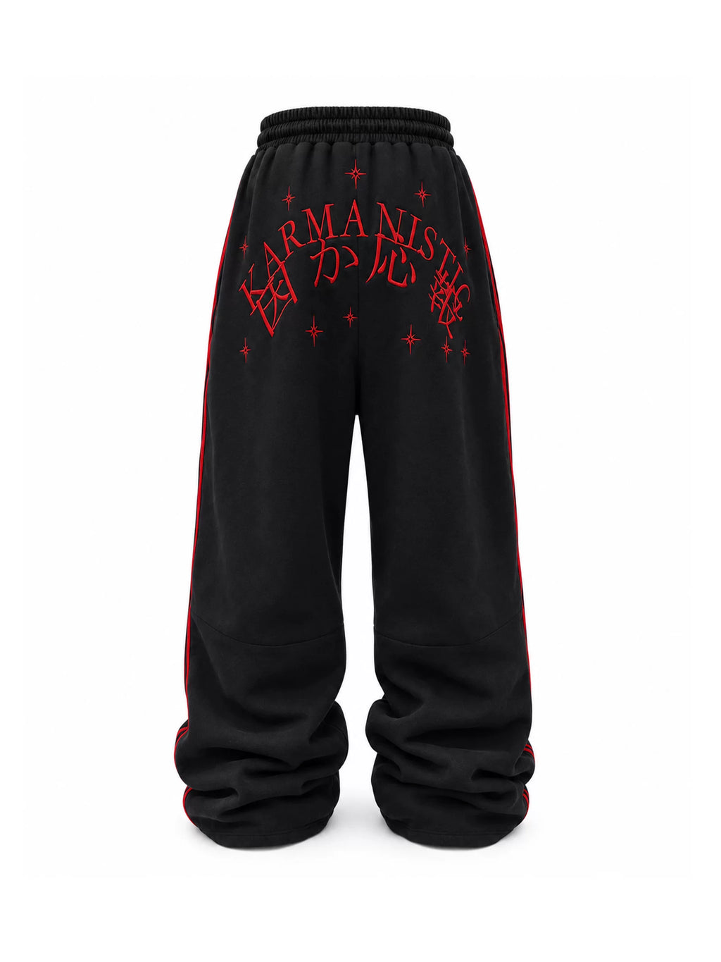 KARMANISTIC American Retro Ram Embroidery Striped Loose Wide-Leg Sweatpants