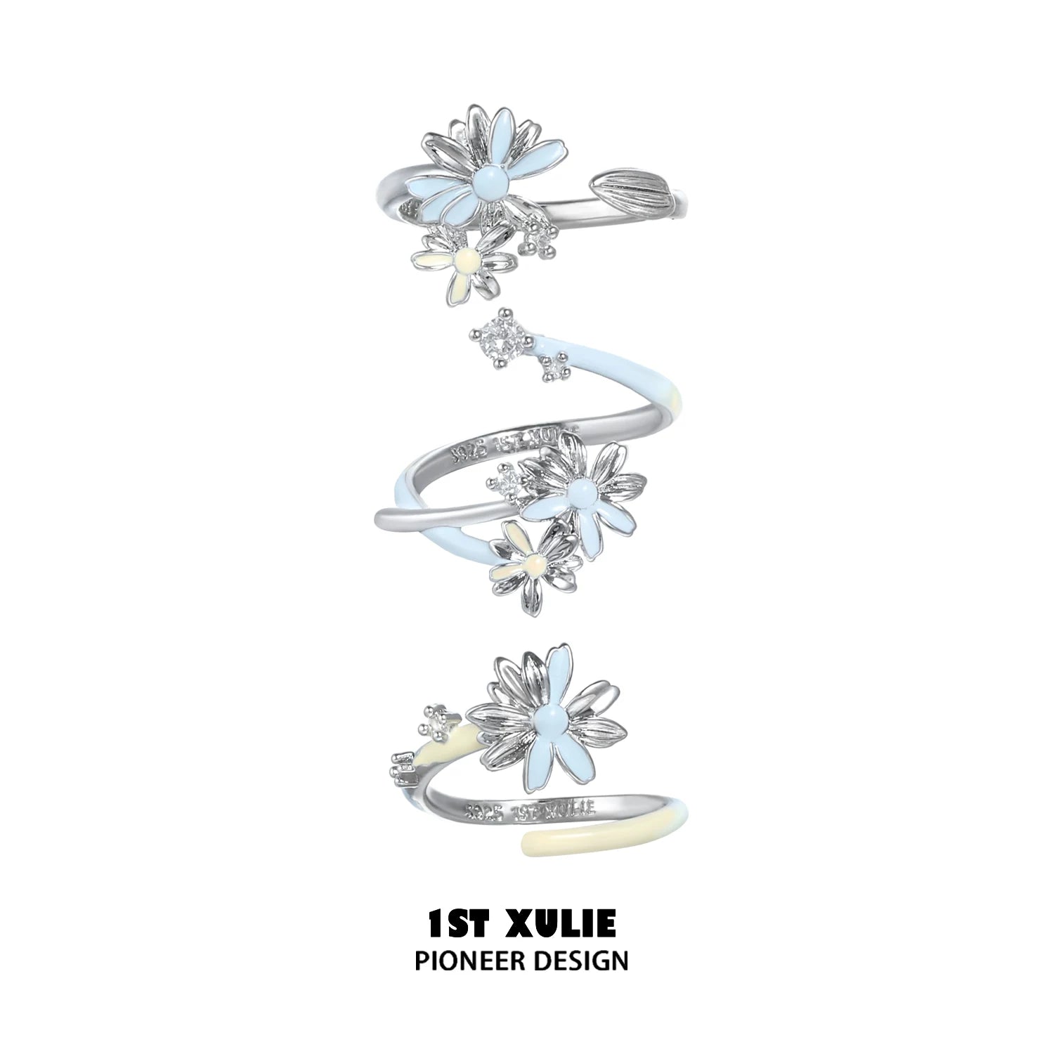 1ST XULIE Sterling Silver Daisy Open Ring