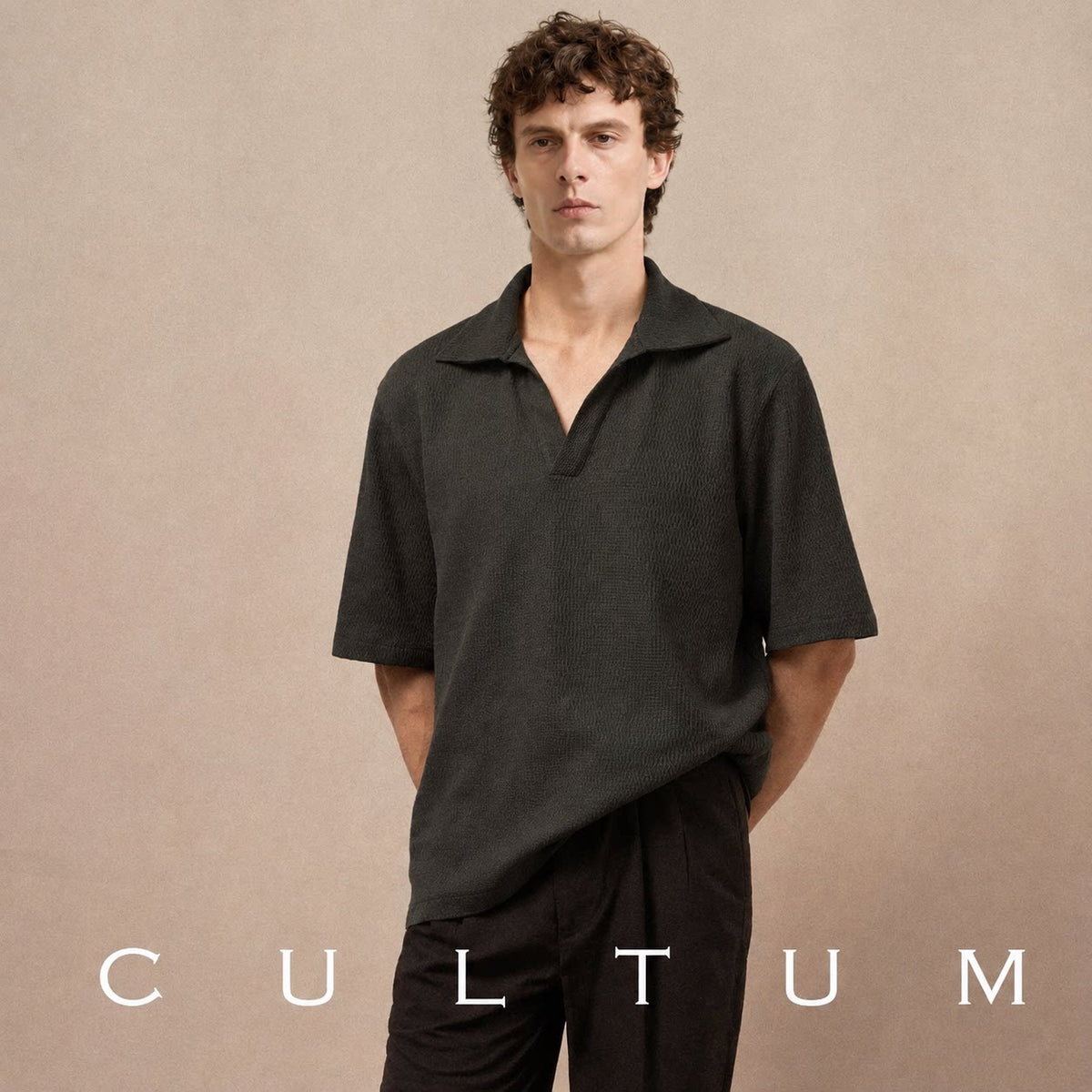 CULTUM Lightweight Breathable Loose Knit Polo Shirt