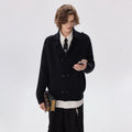 CHOR Court-Style Collared Double-Breasted Knit Cardigan