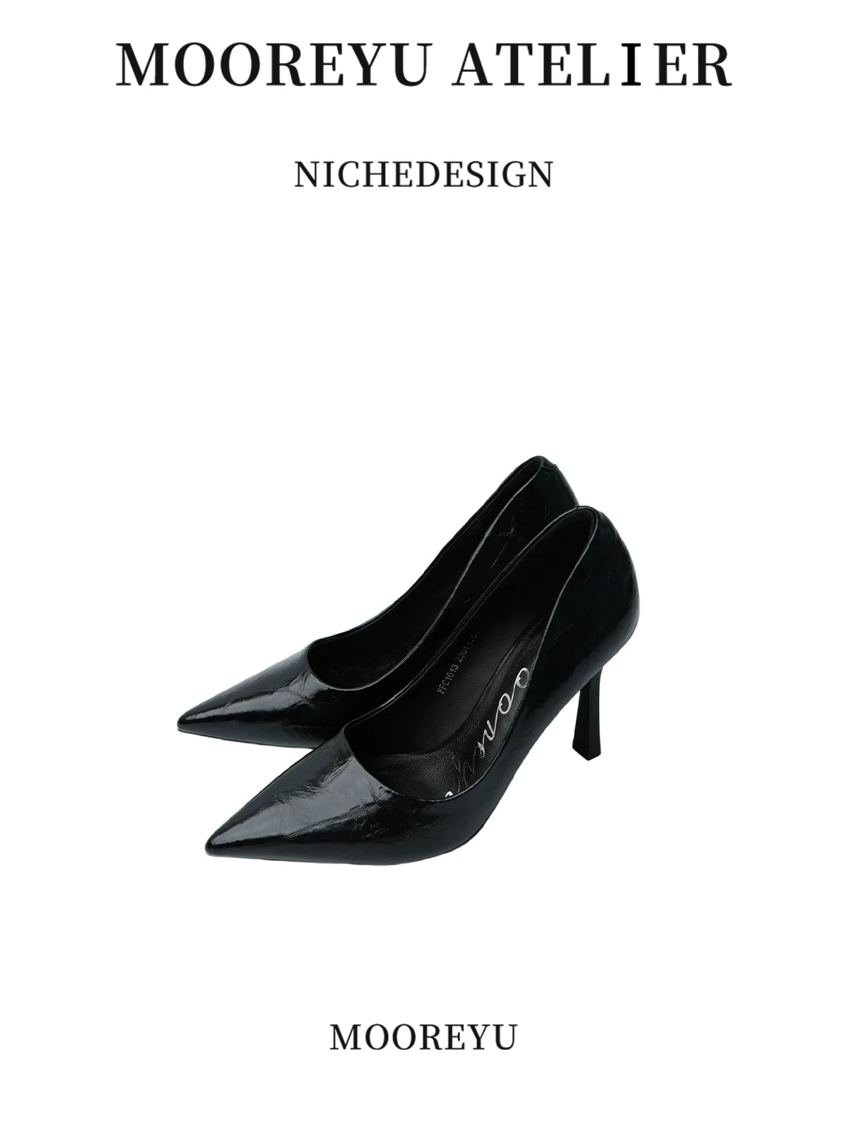 Mooreyu Leather Pointed-Toe Kitten Heel Pump