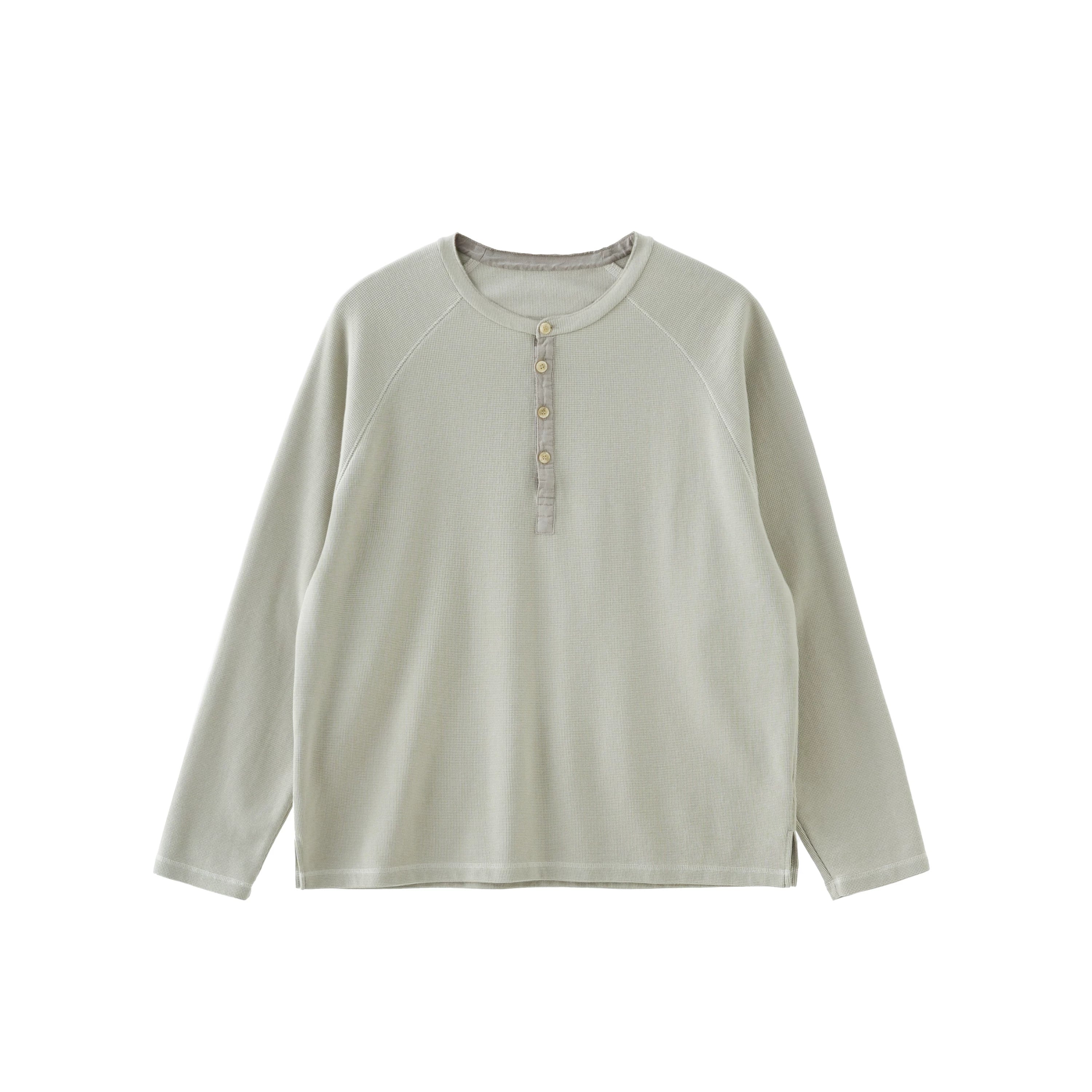 BUTTBILL Henry Neck Waffle Long Sleeve Sweater
