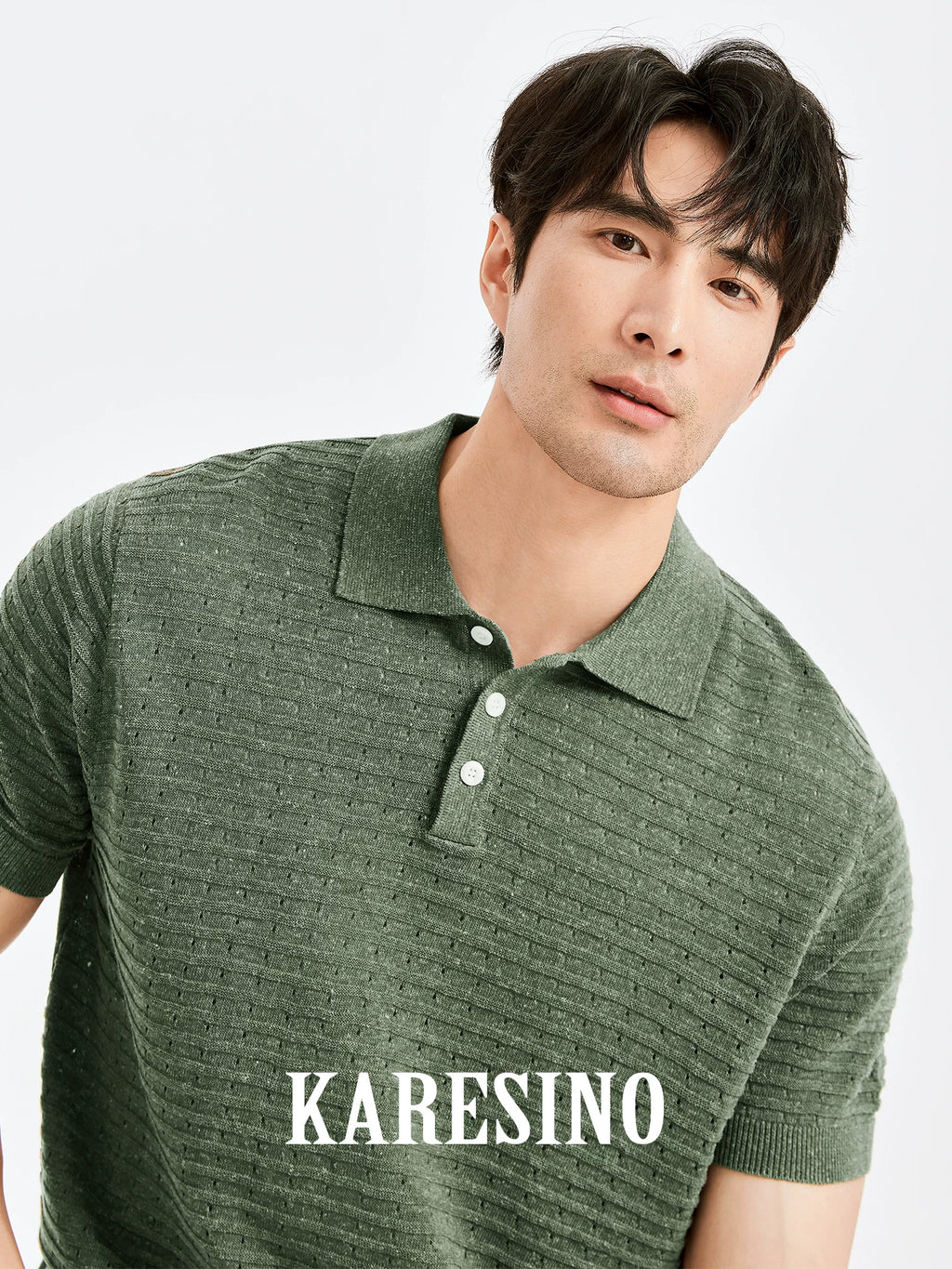 KARESINO Breathable Cool-Touch Knit Polo Shirt