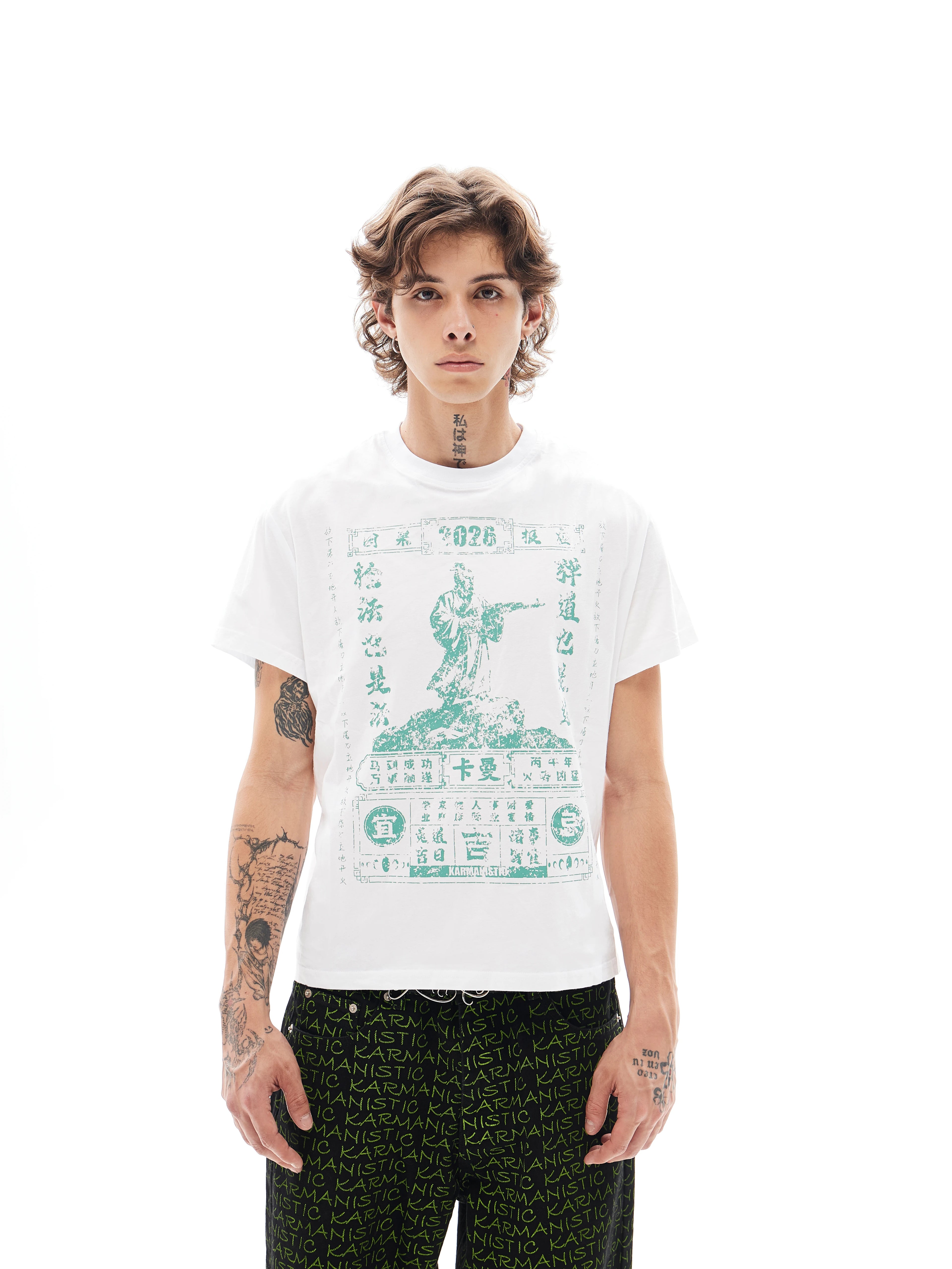 KARMANISTIC Washed Calendar Print Loose Tee