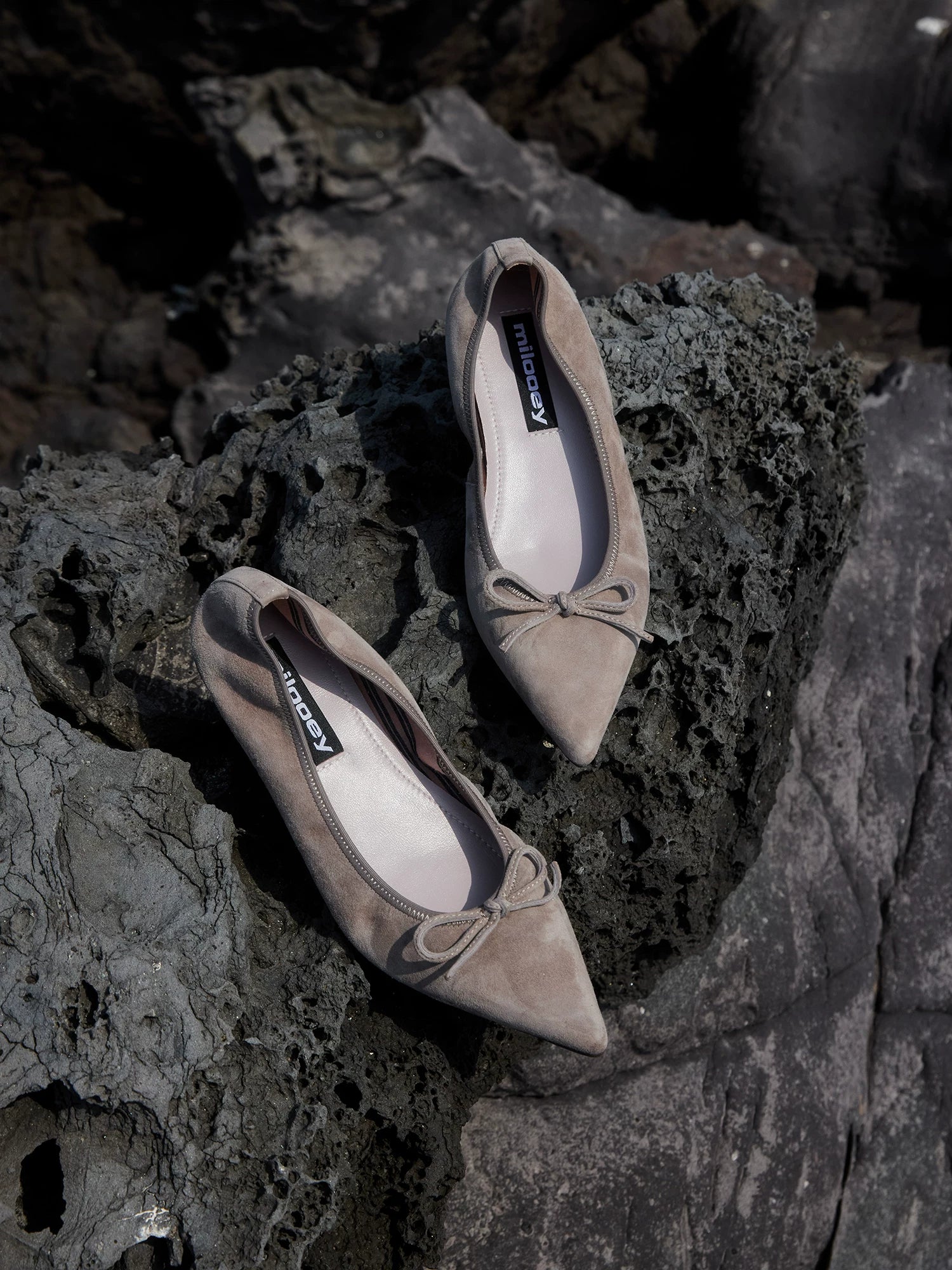 MILOOEY Leather Pointed-Toe Ballet Flat