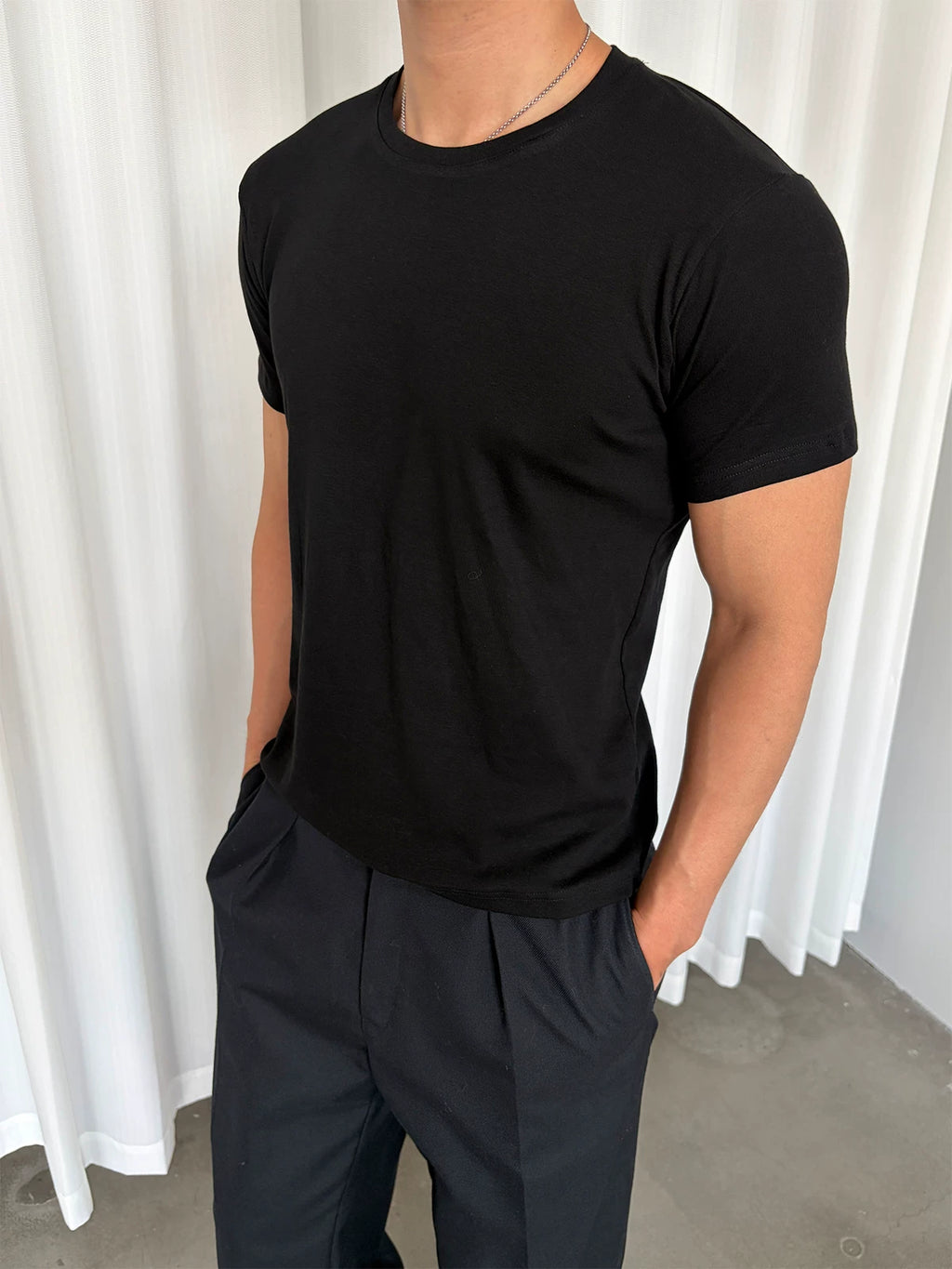 InsGale Basic Three-Color Stretch Slim Soft Brushed Fitness Undershirt T-Shirt