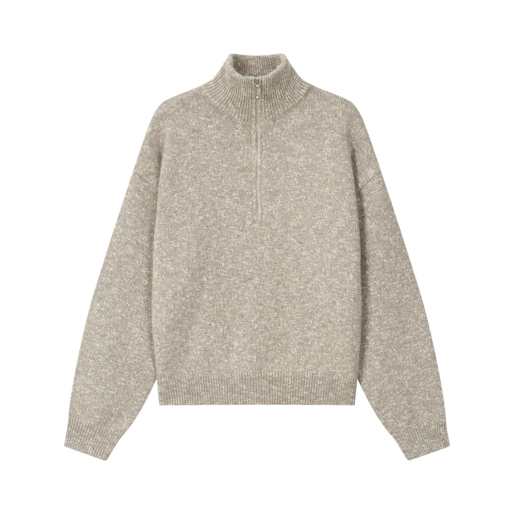 VLABMADE Speckled Half-Zip Stand-Collar Knit Sweater
