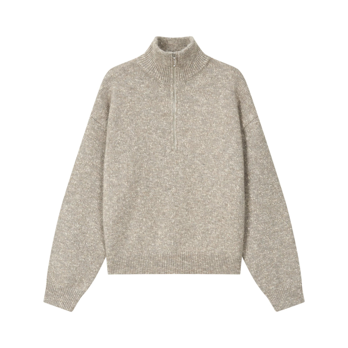 VLABMADE Speckled Half-Zip Stand-Collar Knit Sweater