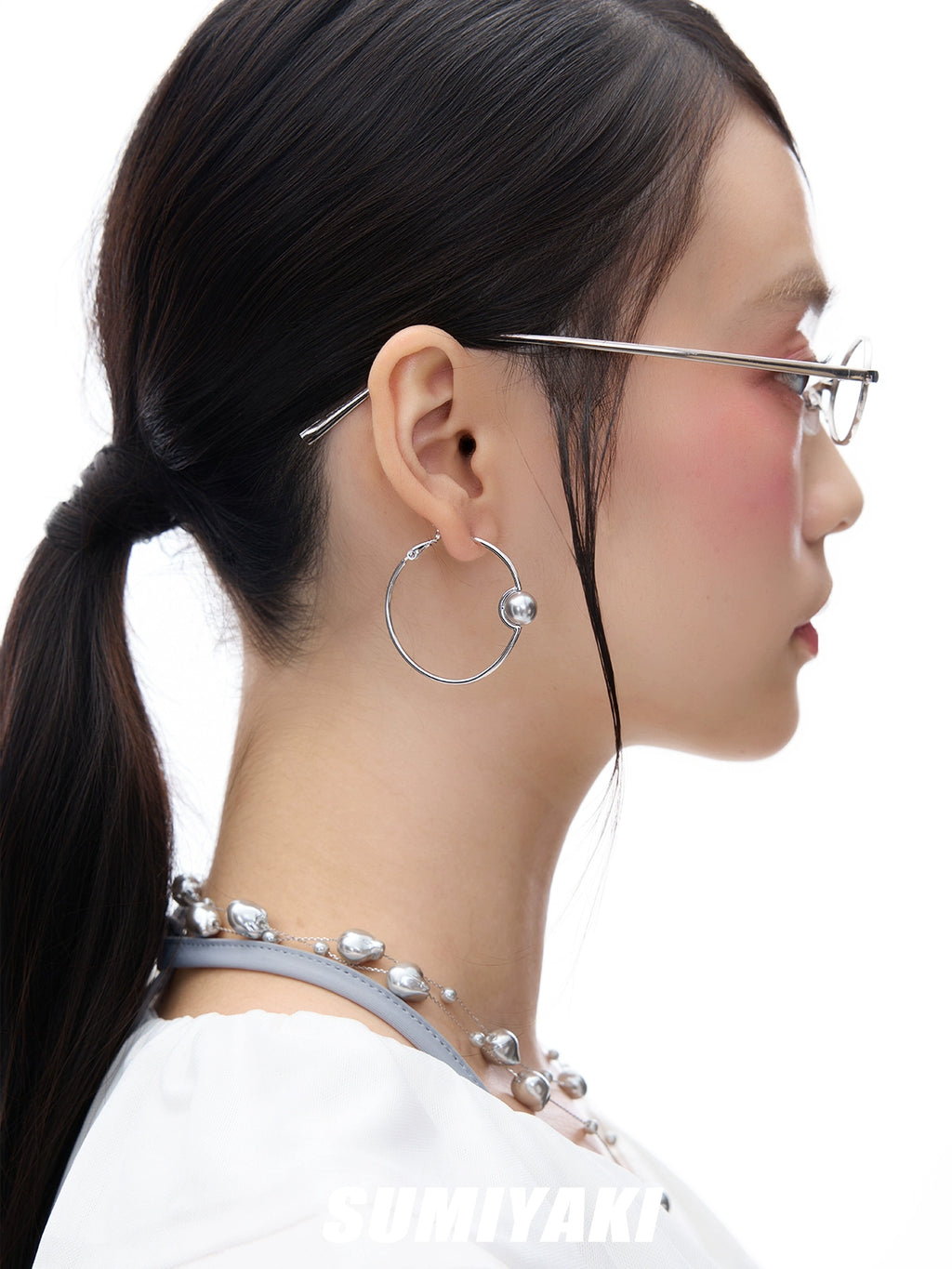 SUMIYAKI Pearl Babes Wind Big Circle Earrings