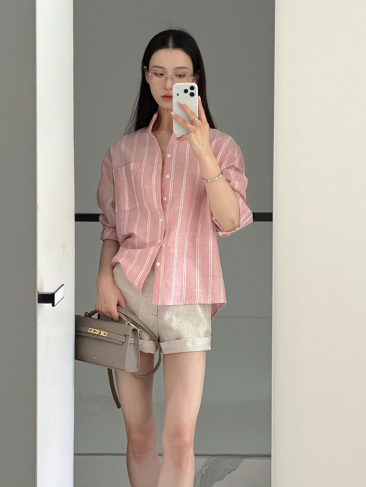 Stay the Night Striped Breathable Long-Sleeve Shirt