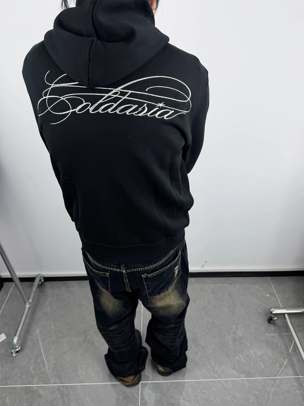 ColdAsia Skull Zip-Up Cropped Hooded Cardigan