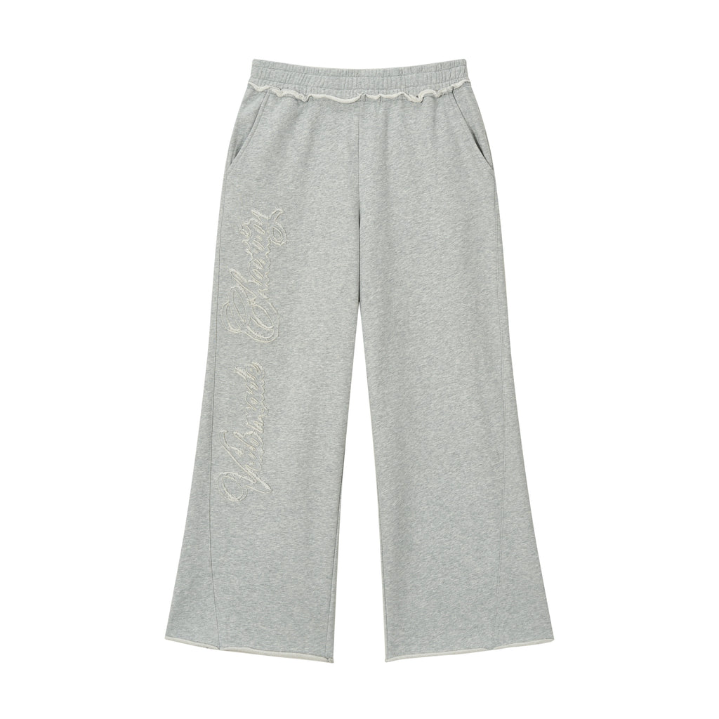 VLABMADE Embroidered Raw-Edge 88% Cotton Relaxed Straight Sweatpants