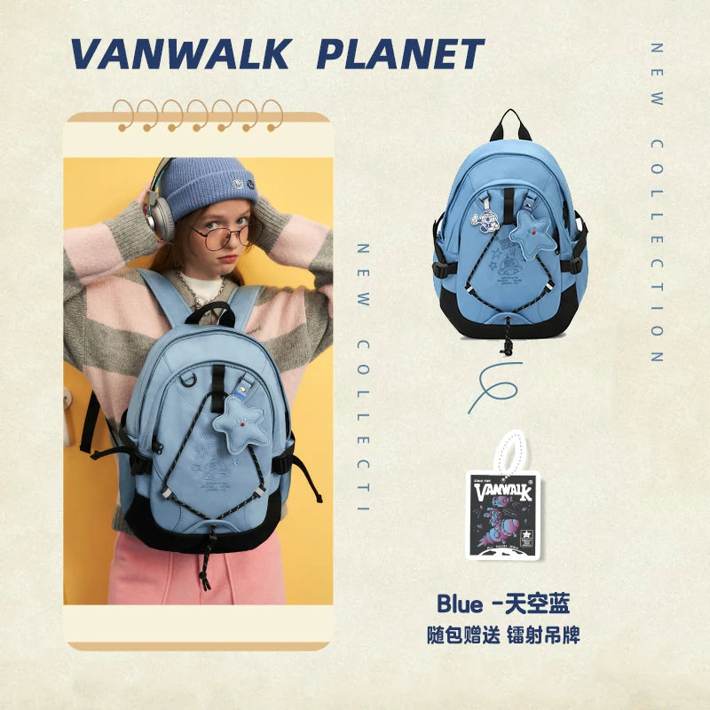 VANWALK Ballet Pink Faux Leather Zip-Top Backpack