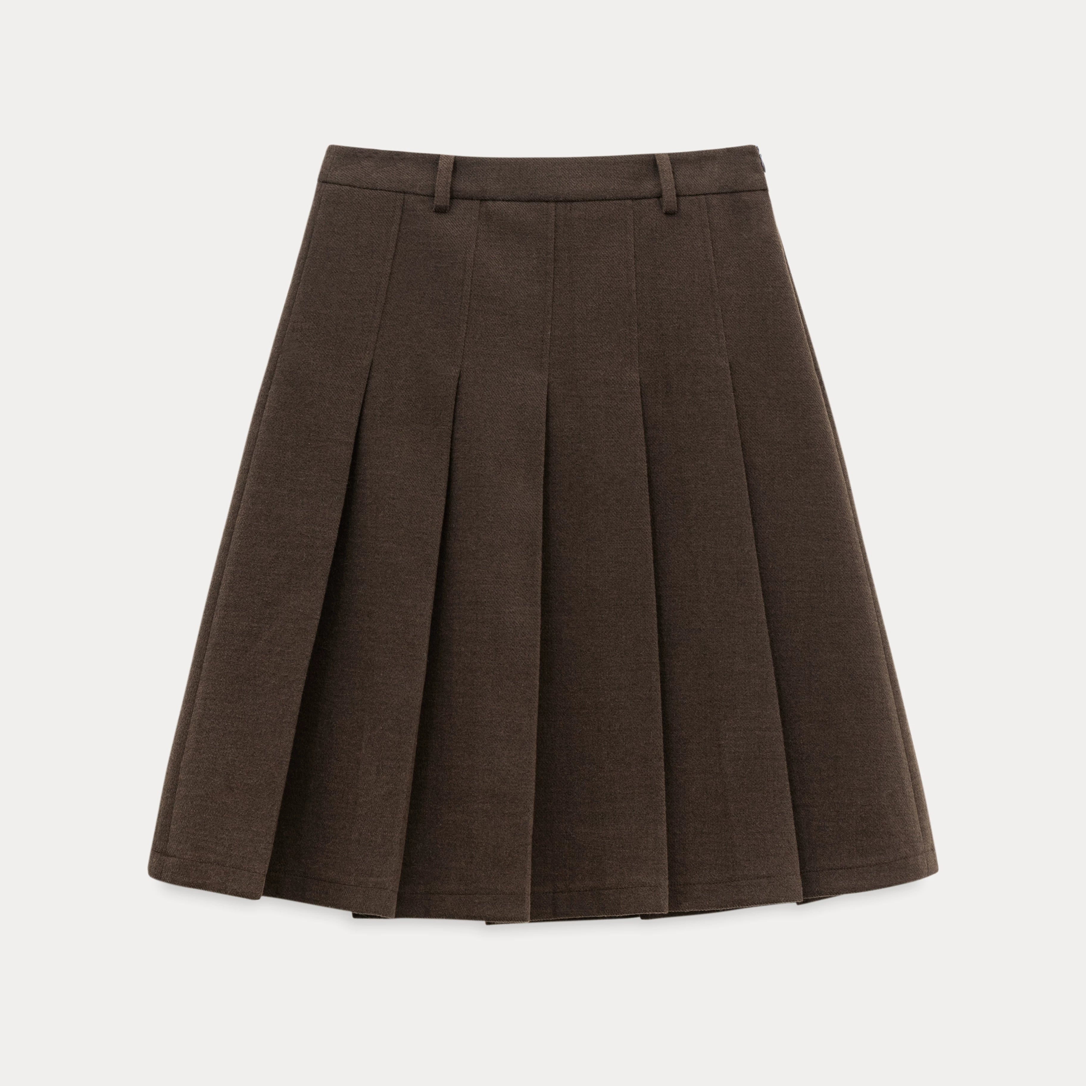 EGGKA Retro Polished High-waisted Woolen Skirt