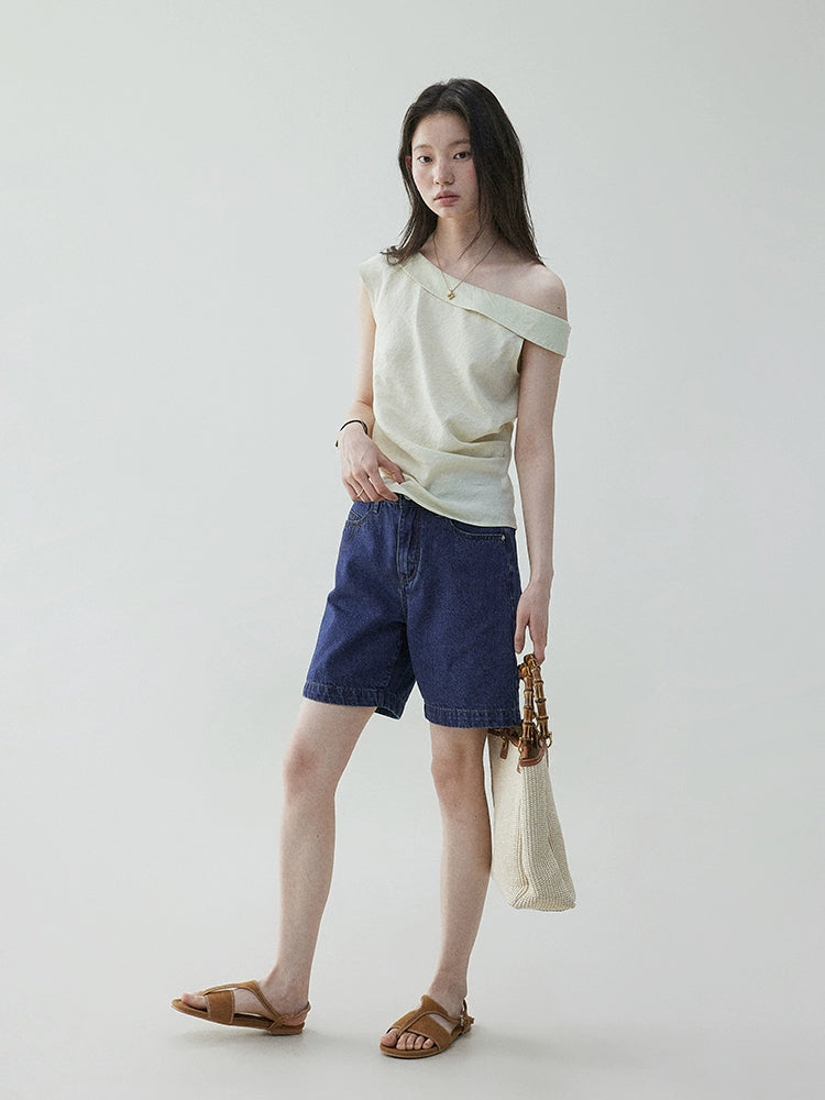 VOOE Irregularly Pleated Shoulder Shirt
