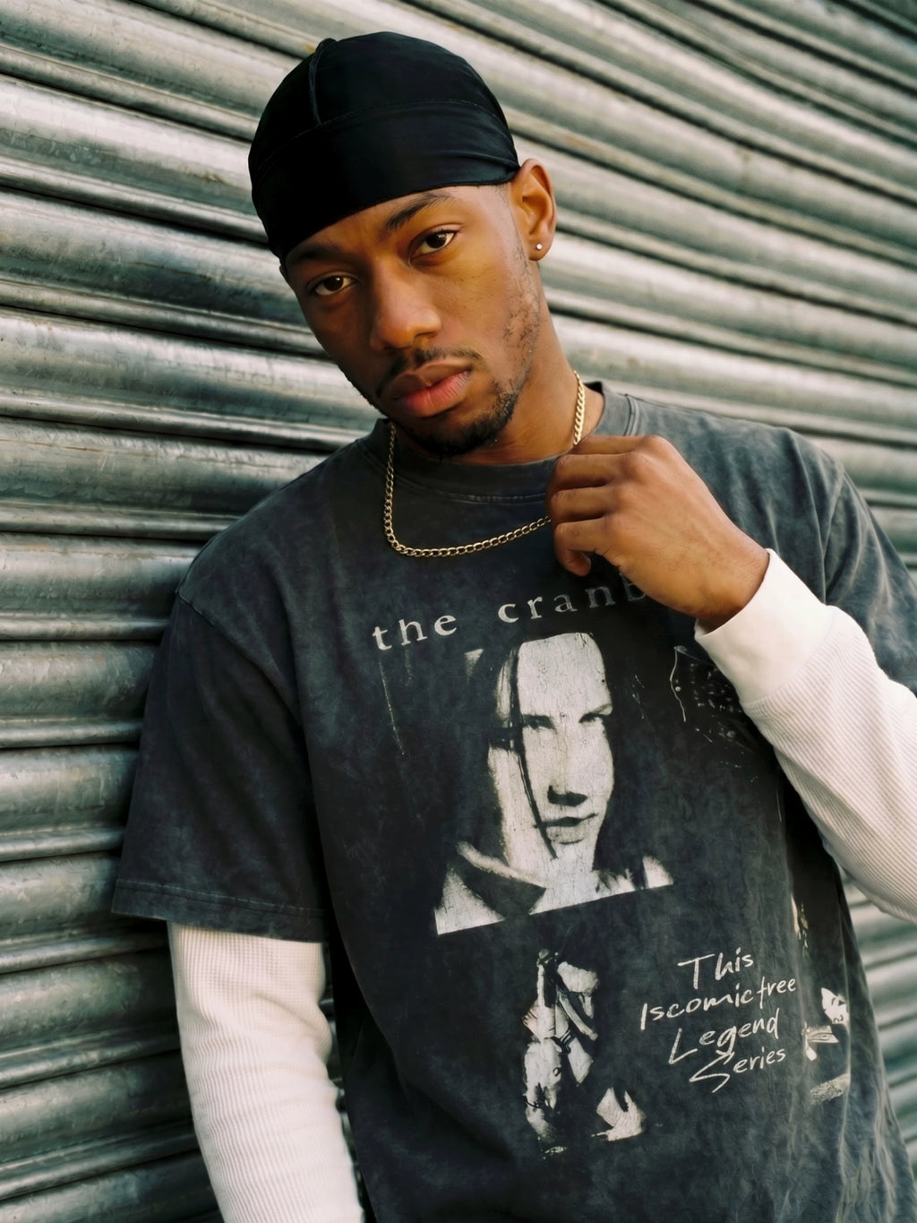 COMICTREE Old Front Shoulder Crew Neck Casual Tee