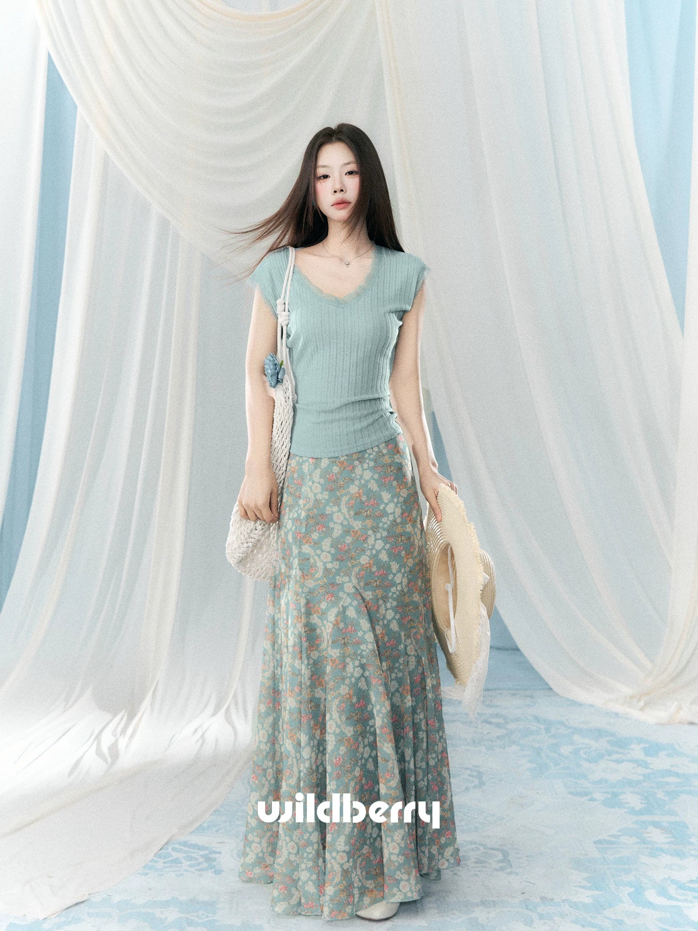 Wildberry Vintage High Waist Floral Skirt