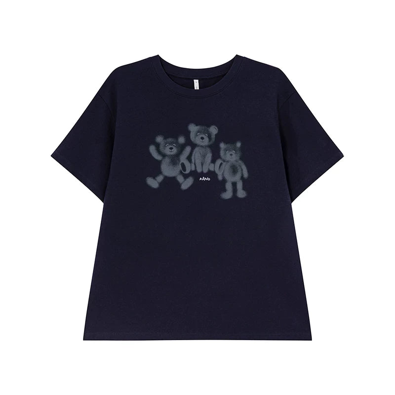 KANO Bear Print Breathable Oversized Tee
