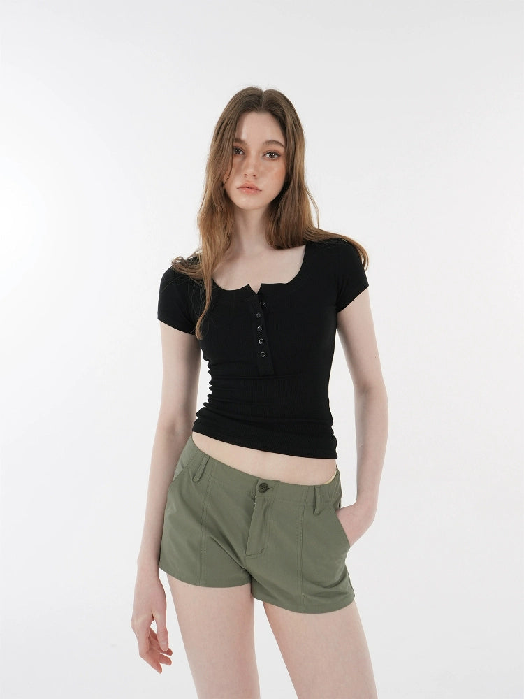 Jim Kennetu Collar Henry Collar Slim and Thin Tee