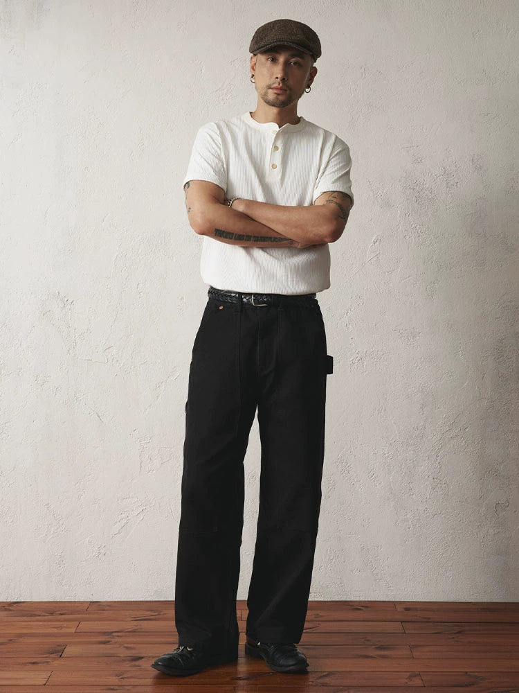 SUPERTOFU Old Button Henry Collar Tee
