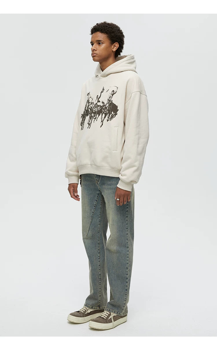 KREATE Drape Vintage Print Hooded Sweater
