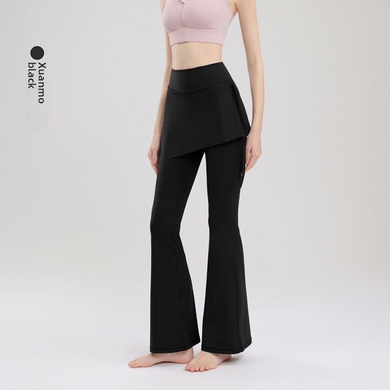 TIANQINGSE Fake Two-piece Side Drawstring Skirt Curtain Hip Cover Micro-pull Pants