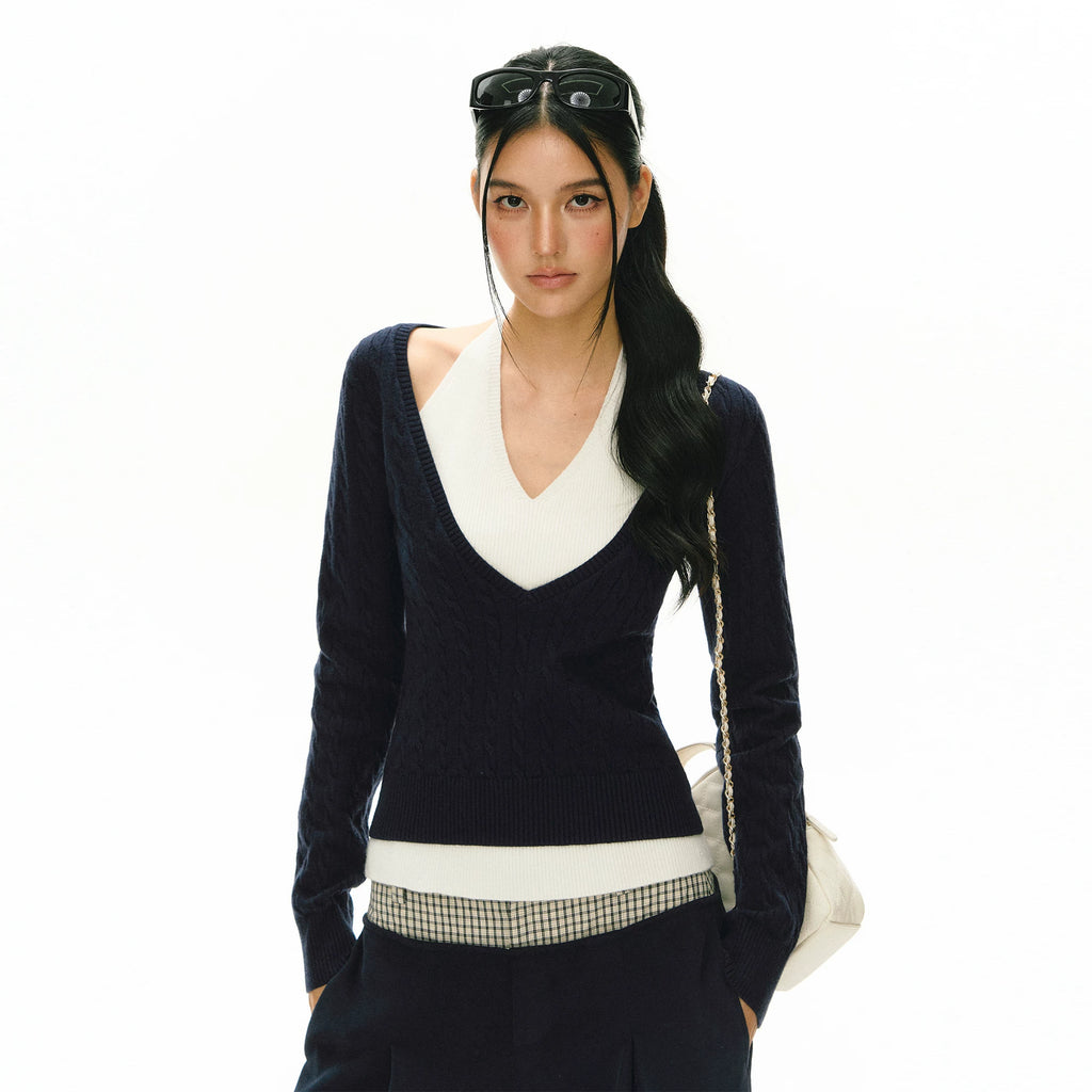 ARISEISM Cropped Slim Fit Knit Sweater
