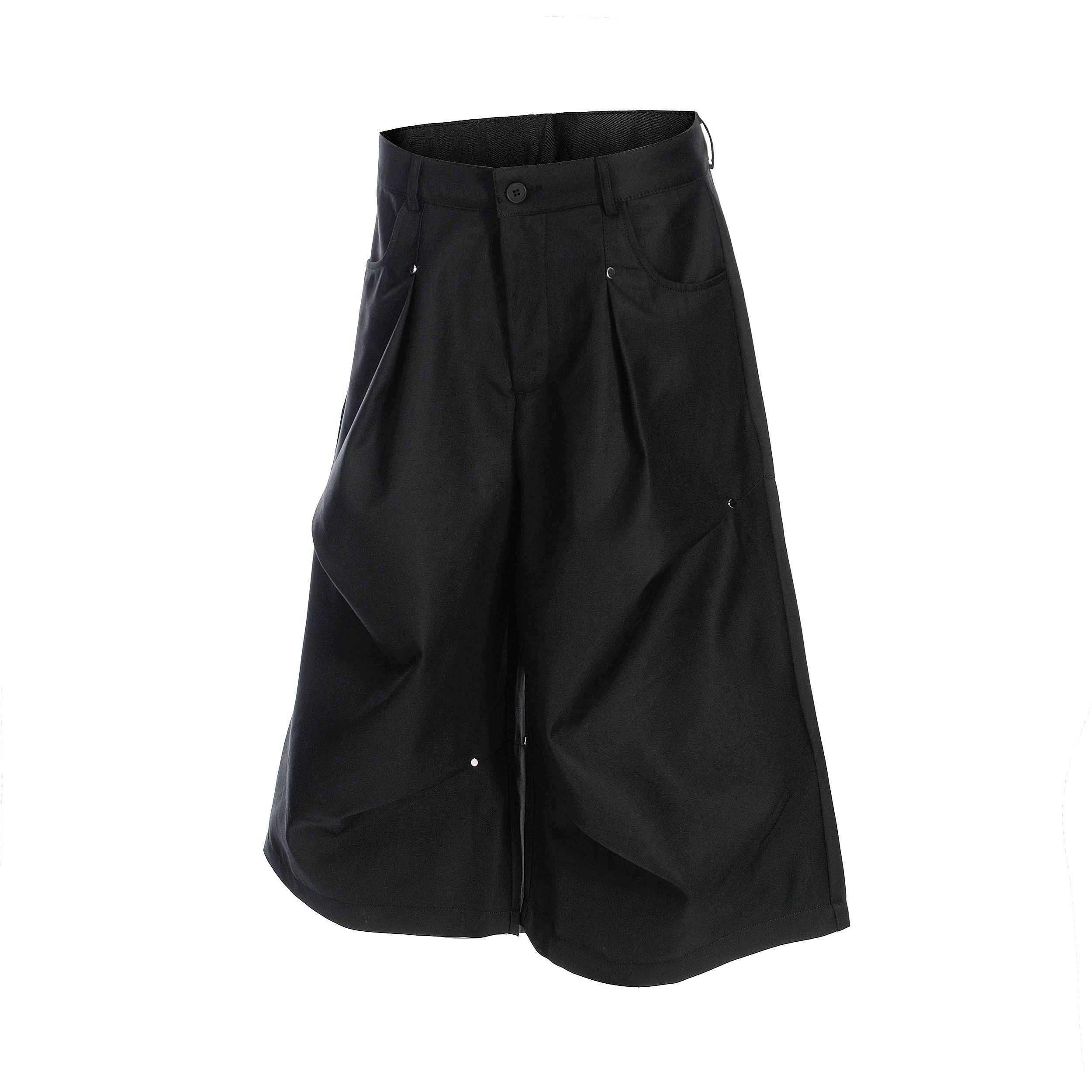 BLACKLISTS riveted pleated cropped trousers