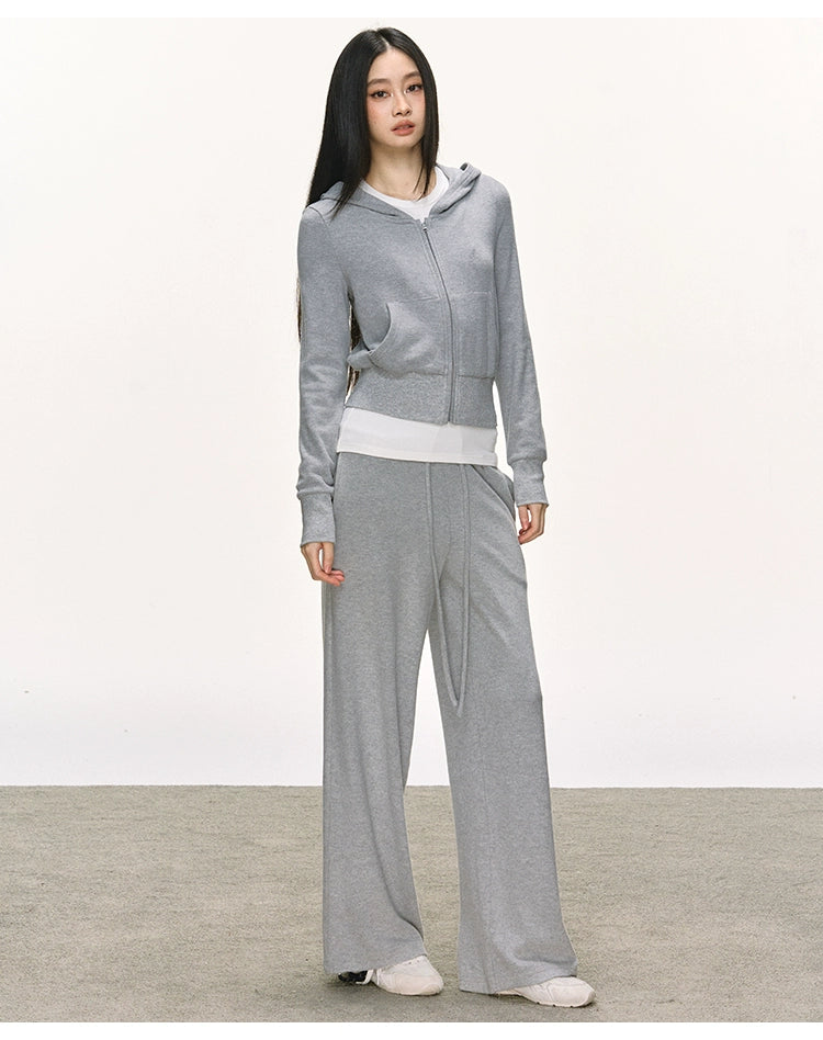 Anna Aneae Hooded Short Sweater Jacket Casual Sports Suit