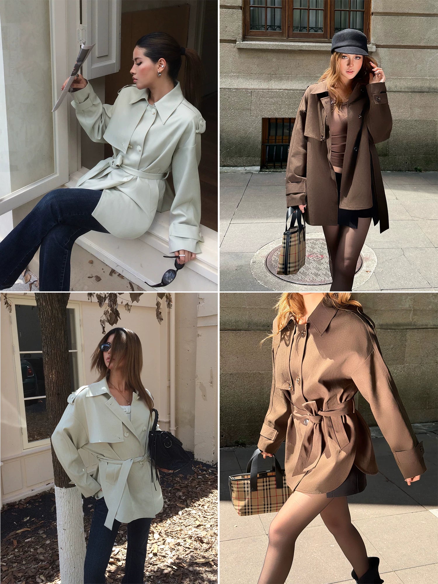 Audwyn Retro Old Money Wind Waist and Thin Lapel Trench Coat