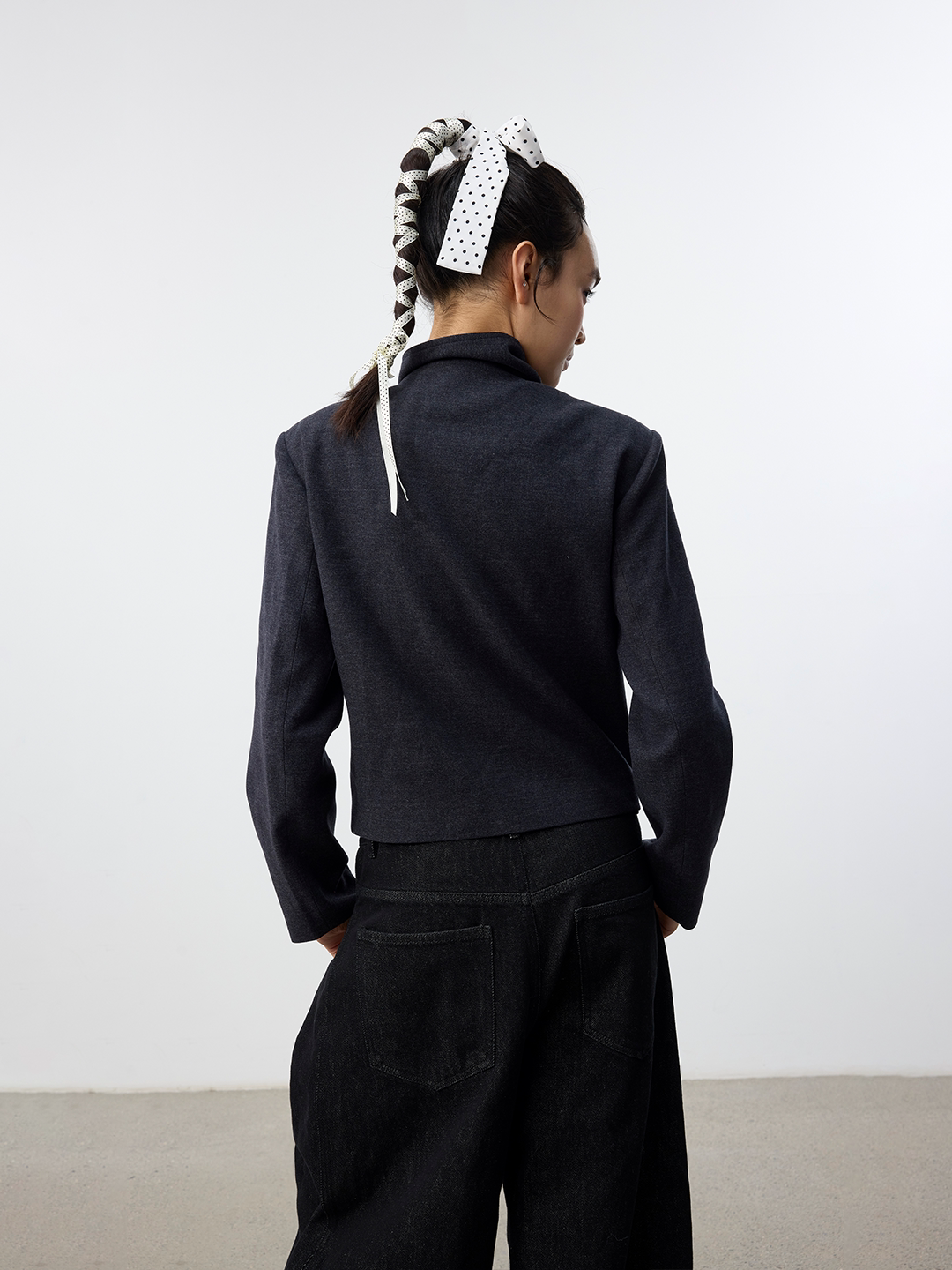 Set for Life Three-dimensional Pinch Pleated Oblique Placket Slim Short Jacket